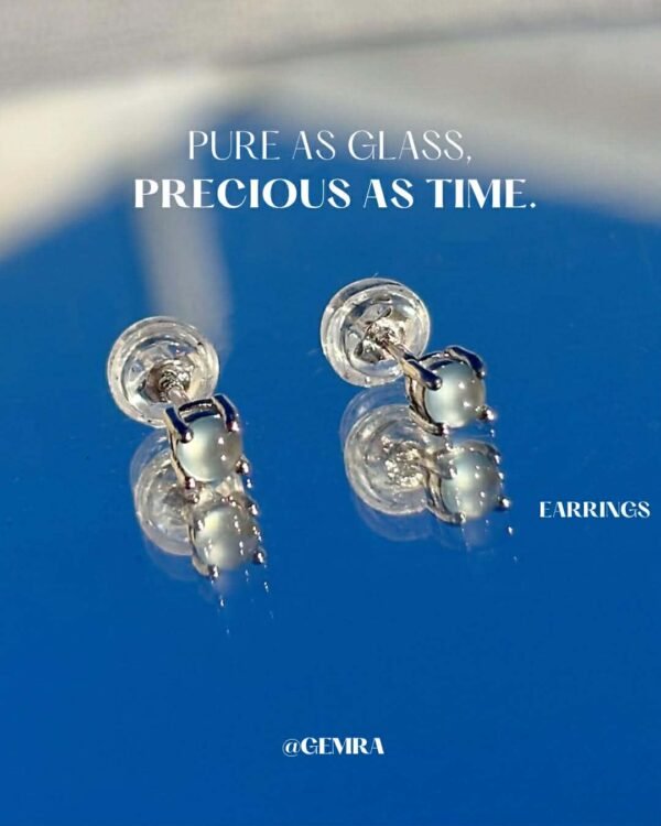 玻璃種蛋面耳環